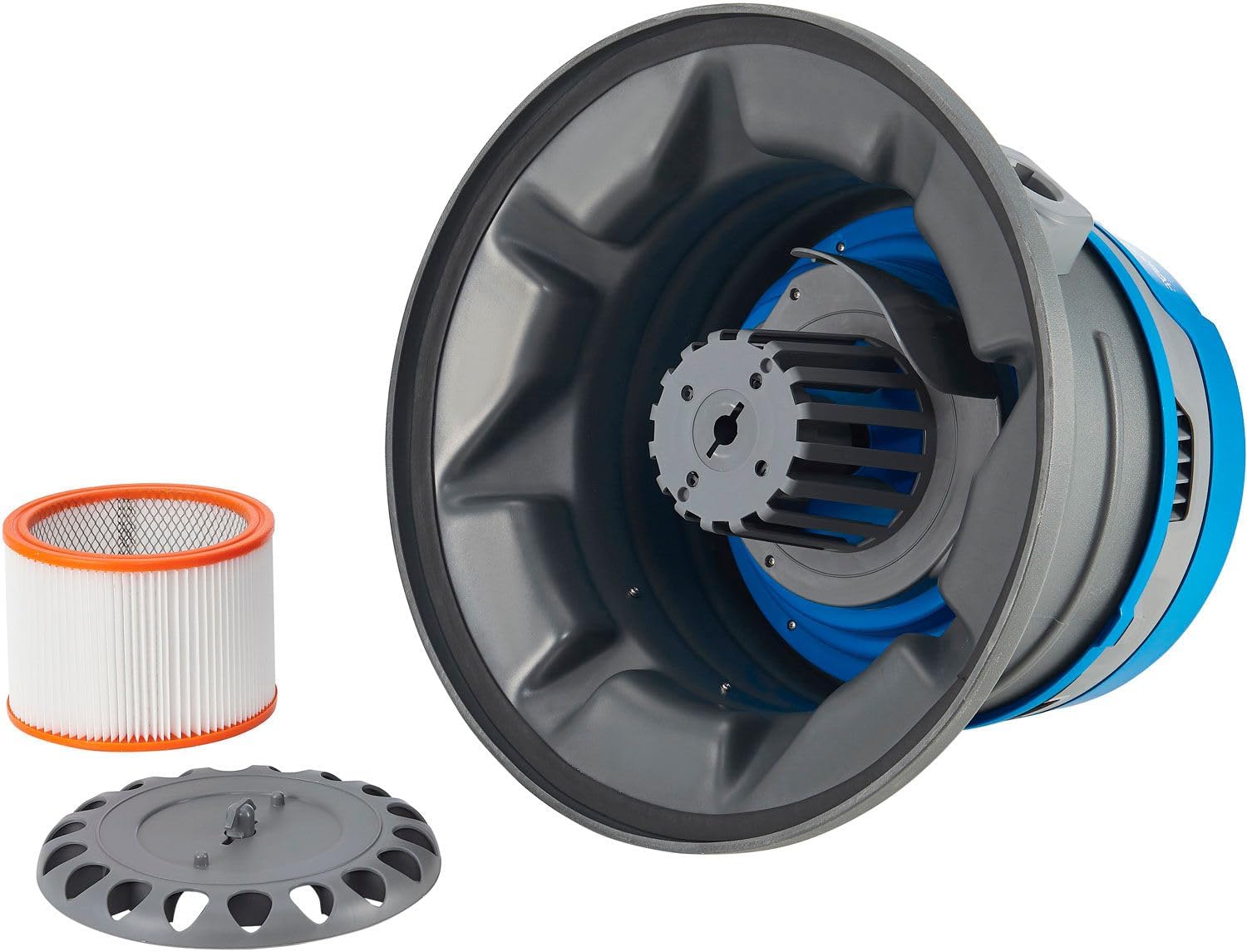 Global Industrial Drum Top Wet/Dry HEPA Vacuum, 55 Gallon Capacity, 120 Volts, Plastic Construction, Blue, 60