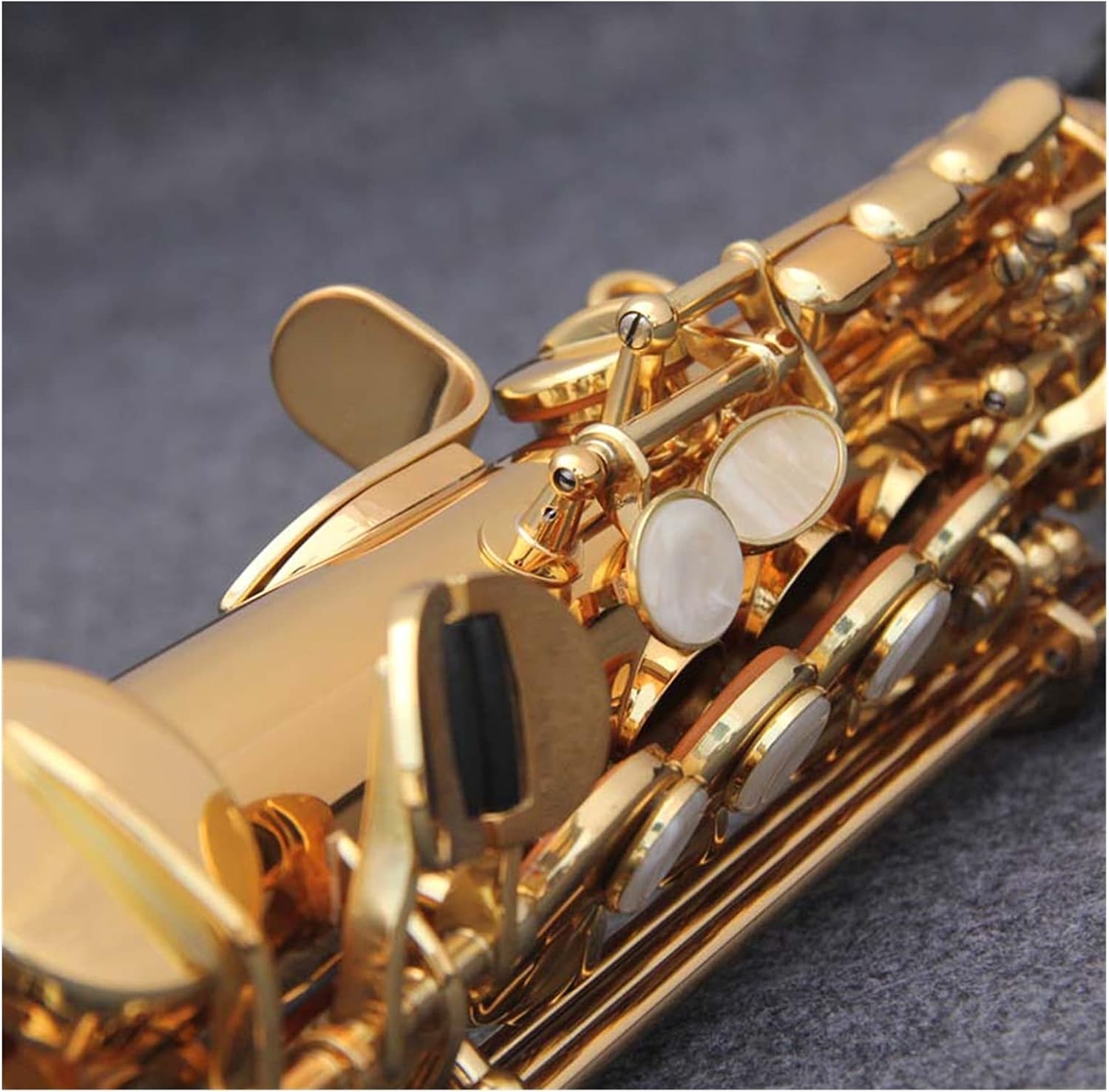 Saxophone Straight Brass Straight Soprano Saxophone Bb B Flat Woodwind Instrument Natural Shell Key Carve Pattern