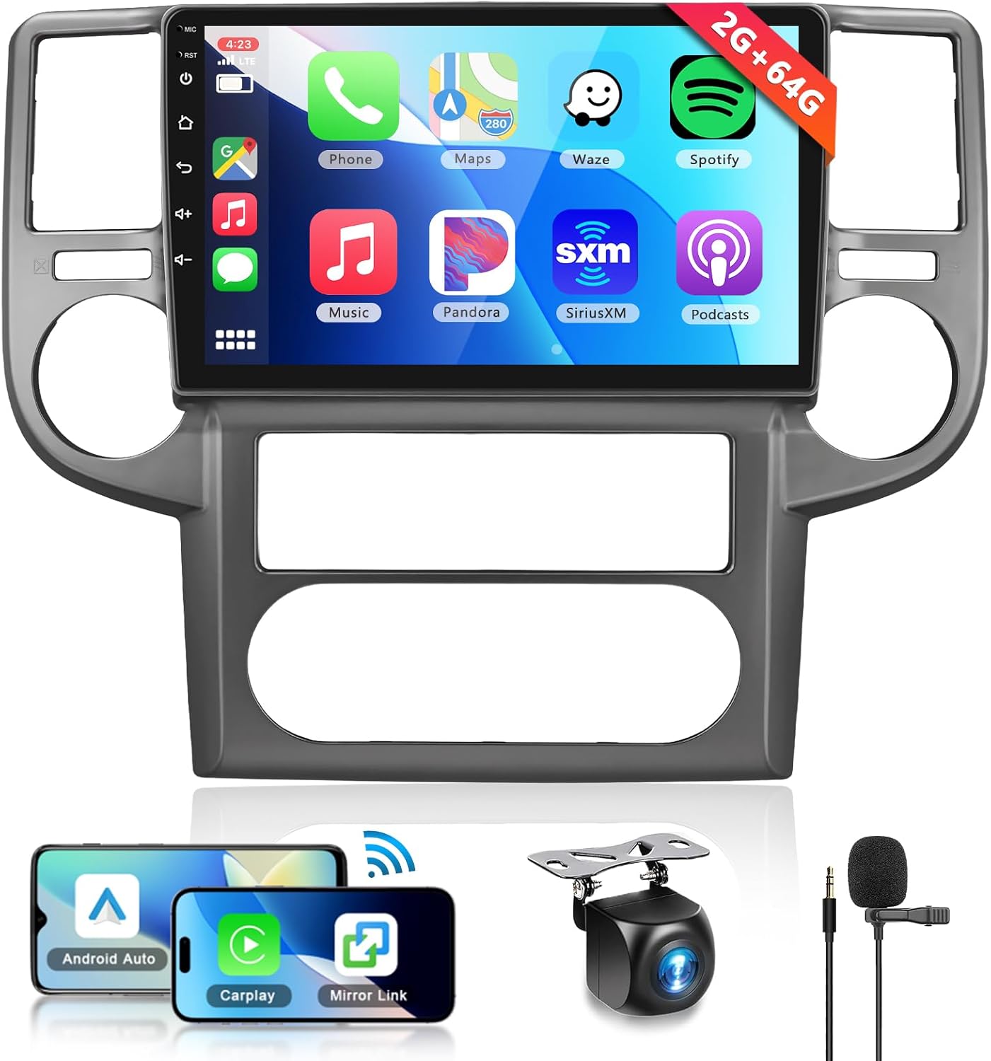 2G+64G Car Radio Stereo for Nissan Rouge/X-Trail 2003-2007 with Wireless CarPlay/Android Auto,10.1 Inch HD Touch Screen Android 13 GPS WiFi Bluetooth FM/RDS EQ Rear Camera