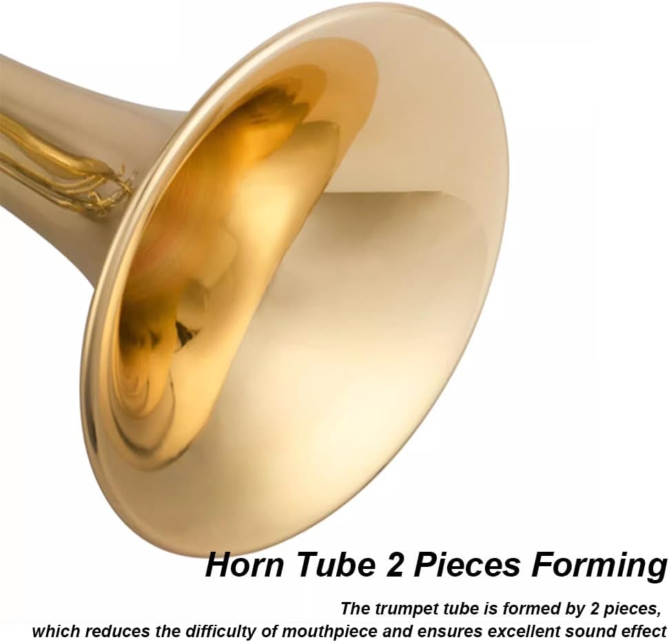 B Flat Lacquered Gold Trumpet, Western Wind Instruments, Band Chorus Festival Celebration Instruments, Suitable for Beginners/Teaching/Adults
