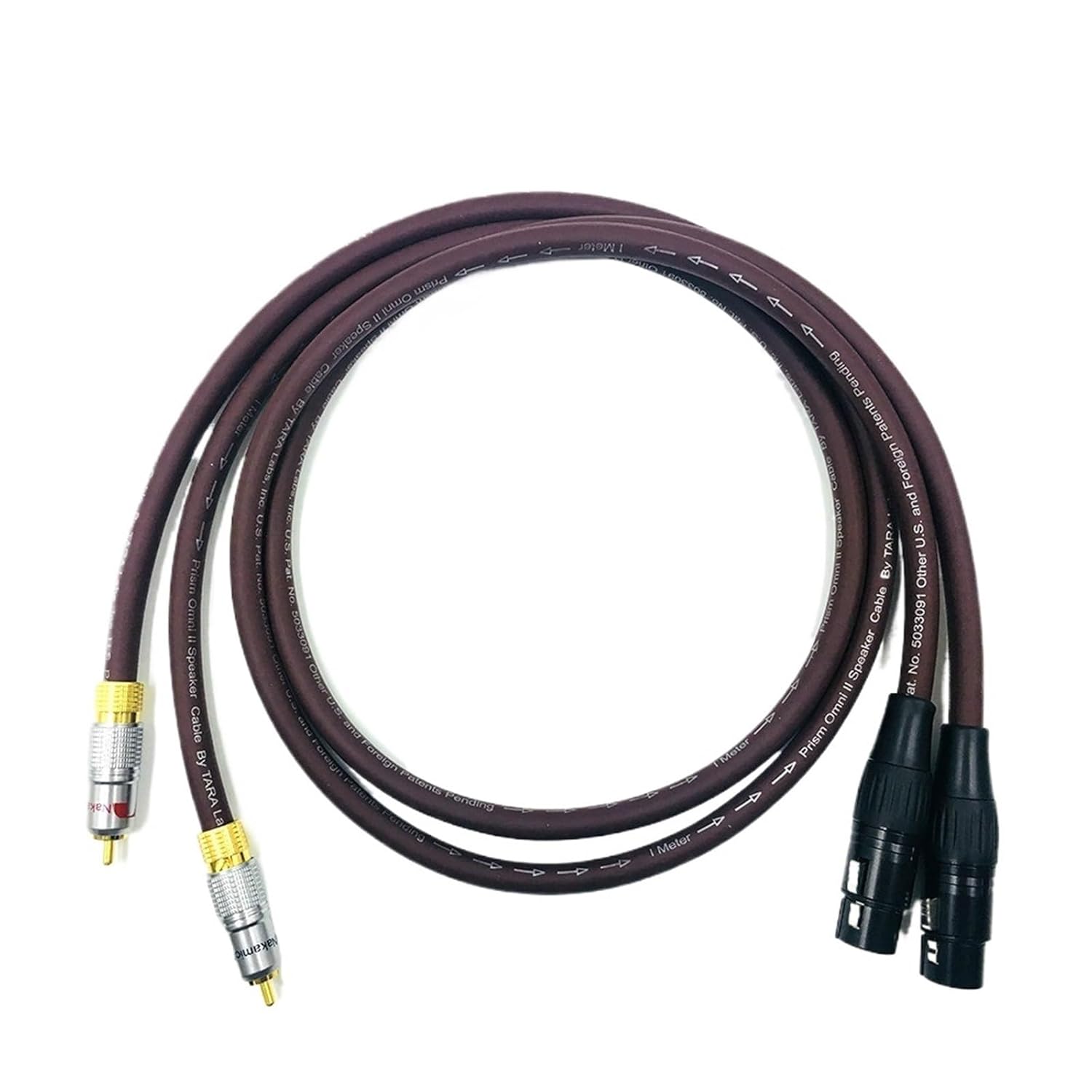 TOP-HiFi Pair Nak-chi 2RCA Male to 2 XLR Female Cable XLR Interconnect Audio Cable Gold Plated with Prism OMNI2 Wire(1m)