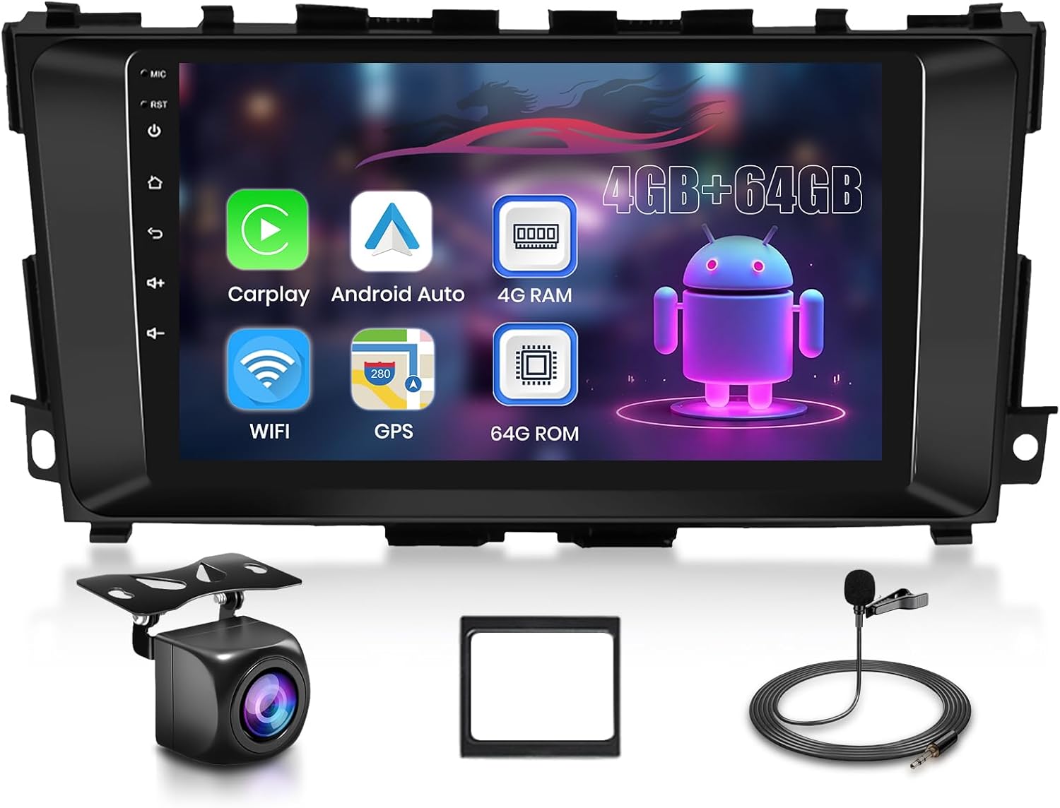 [8Core 4+64GB] Android Car Stereo for Nissan Altima 2013-2018 Wireless CarPlay Android Auto, 9