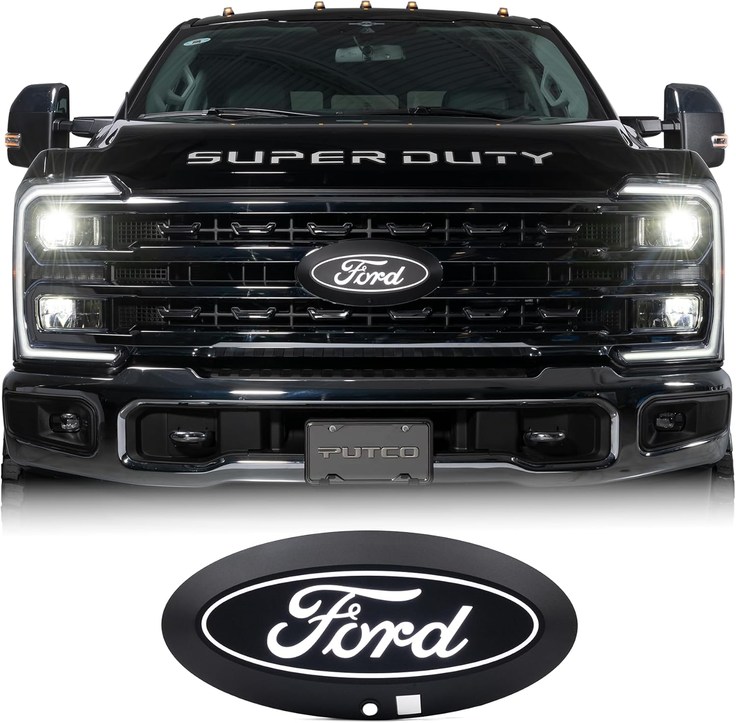 Putco Luminix White LED Oval Light Up Grille Emblem - Fits Ford F250, F350, F450 20-22 w/Camera