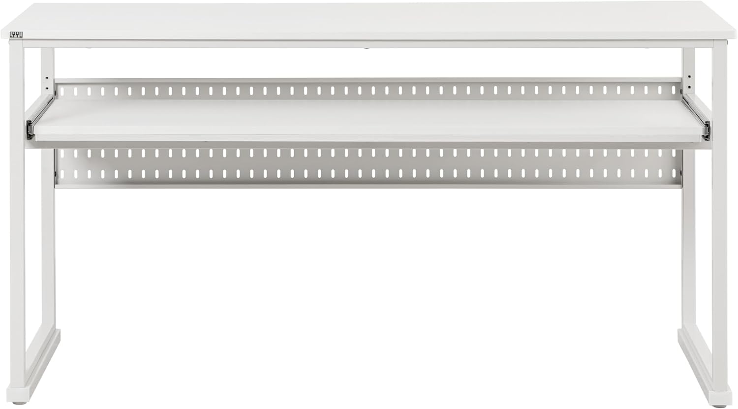 Music Studio Desk with Keyboard Tray and Height Adjustment Bracket, for Full 88 Keys (Music Producer Desk)(White, 88 Keys)