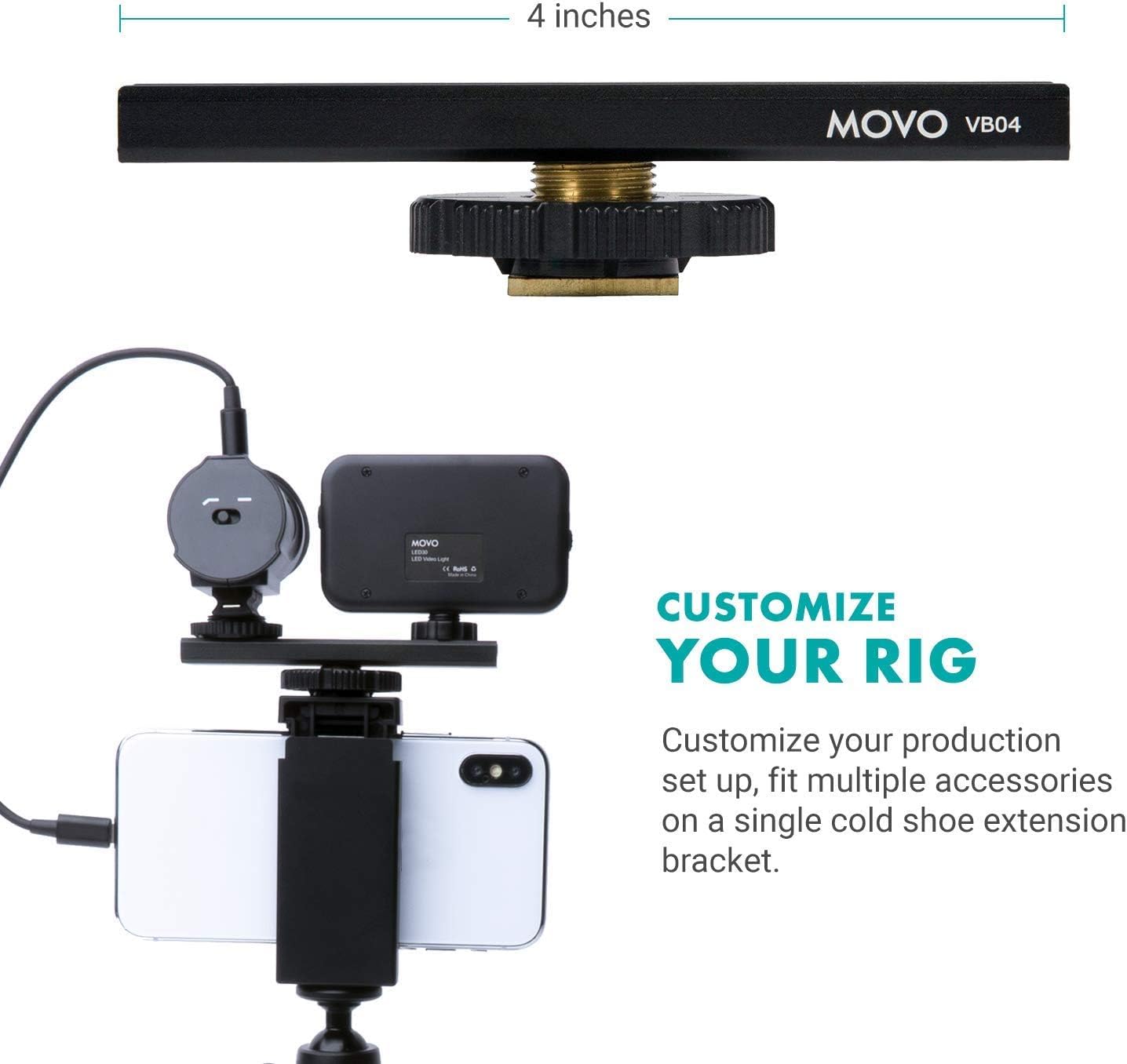 Movo iVlogger Vlogging Kit for iPhone - Lightning Compatible YouTube Starter Kit for Content Creators - Accessories: Phone Tripod, Phone Mount, LED Light and Shotgun Microphone