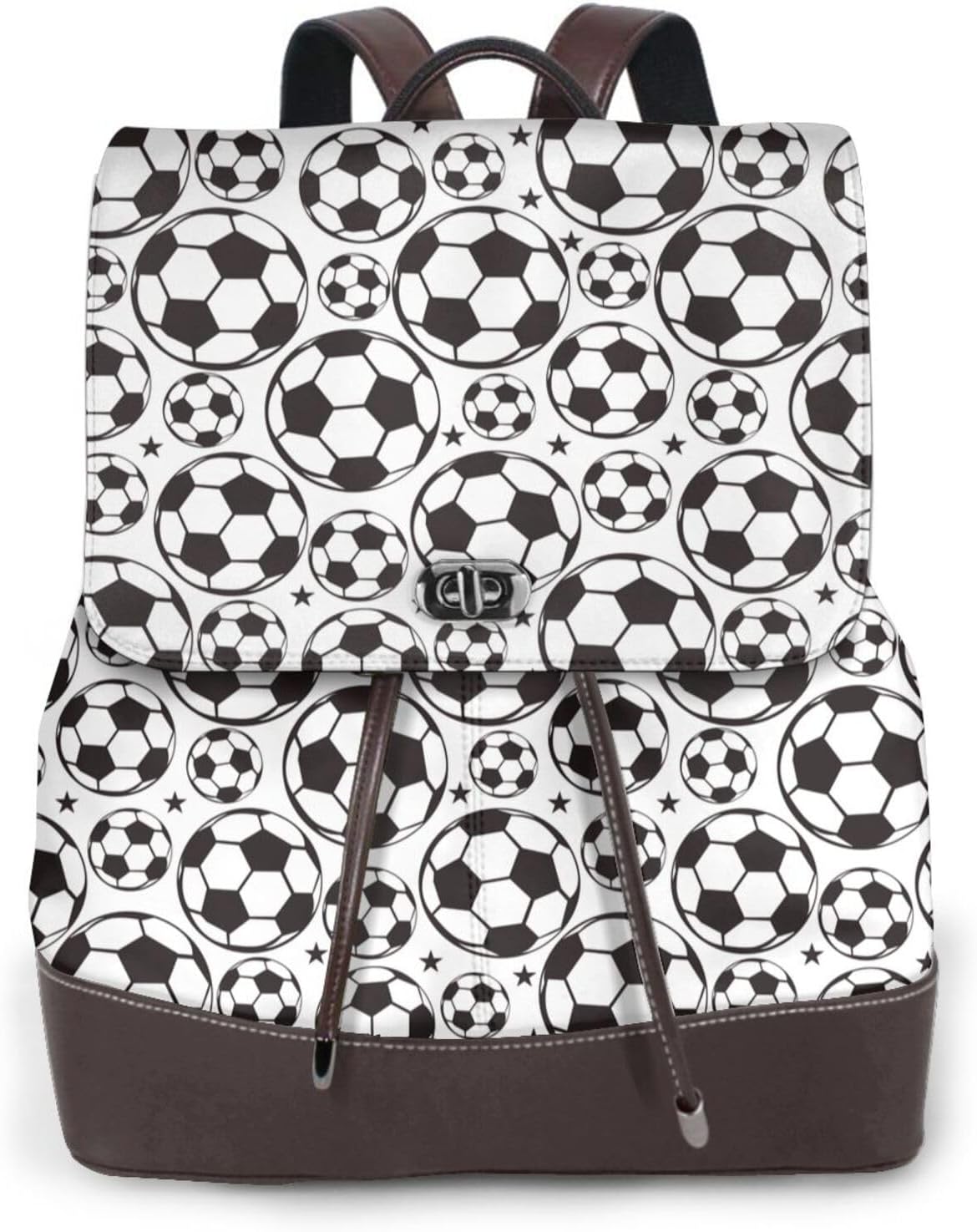 Soccer Ball and Star for Womens Backpack Purse Microfiber PU Anti-theft Large Fashion Designer Travel Bag Ladies Shoulder Bags