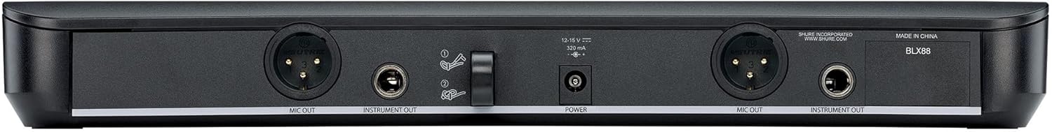 Shure BLX288/SM58 Wireless Microphone System - 14-Hour Battery Life, 300 ft Range, UHF | Includes (2) SM58 Handheld Vocal Mics, Dual Channel Receiver | H10 Band (BLX288/SM58-H10)