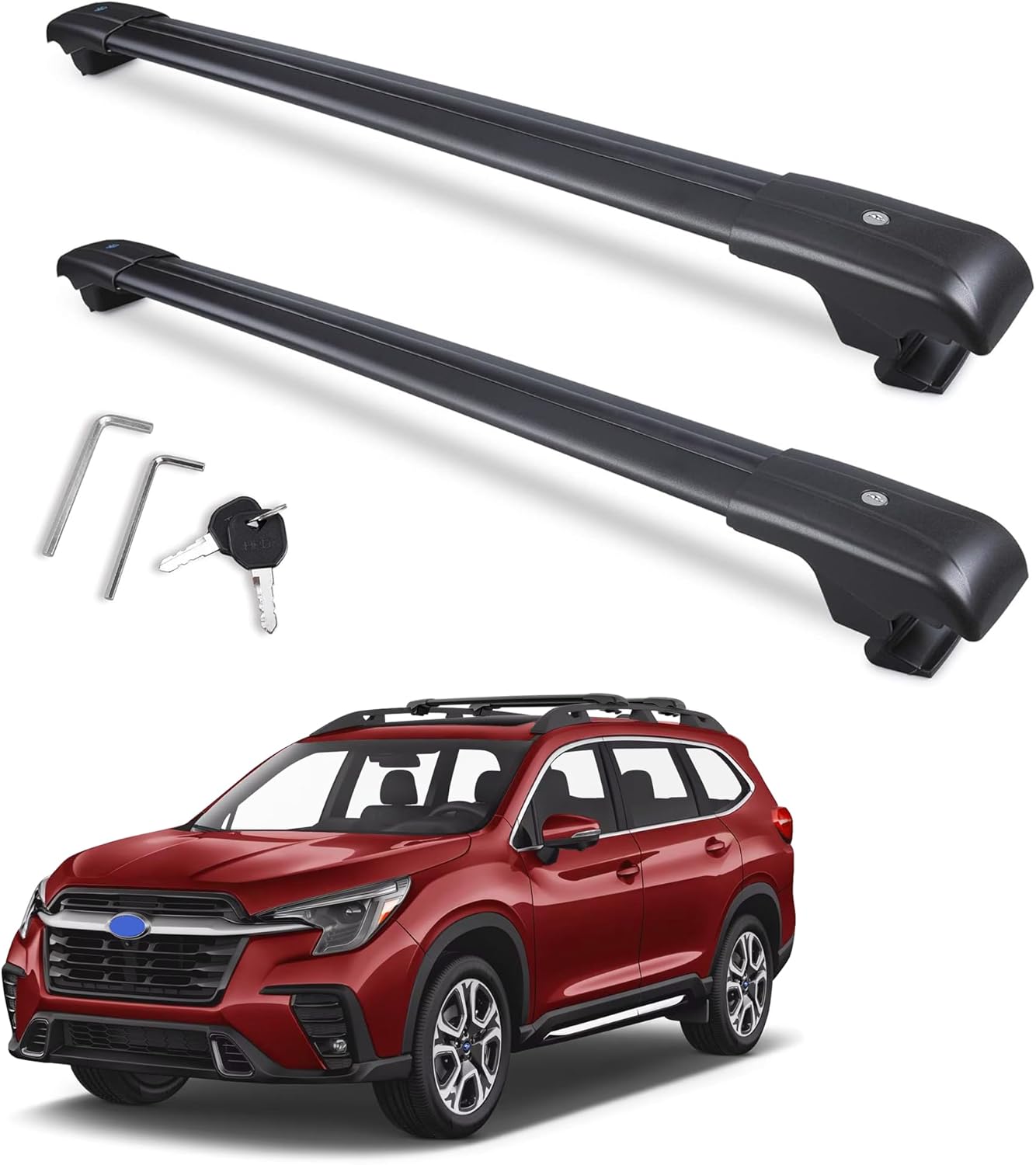Autekcomma Heavy Duty Roof Rack Crossbars Replacement for Subaru Ascent 2019-2025,Anti-Corrosion,Aircraft Aluminum Black Matte with Anti-Theft Locks (ONLY FIT Original EXISTING Side Rail)