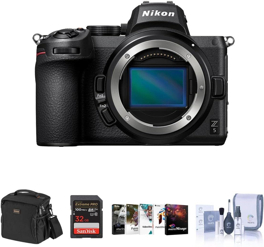 Nikon Z5 Full Frame Mirrorless Camera - Bundle with 32GB SD Card, Shoulder Bag, Corel PC Software Suite, Cleaning Kit