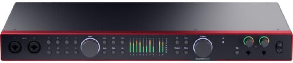 Focusrite Scarlett 18i20 USB-C Audio/MIDI Interface (4th Generation) Bundle with XLR- XLR Cable (4 Pack), Hosa Mid-310 Black 10 ft. Midi cable (2 Pack)