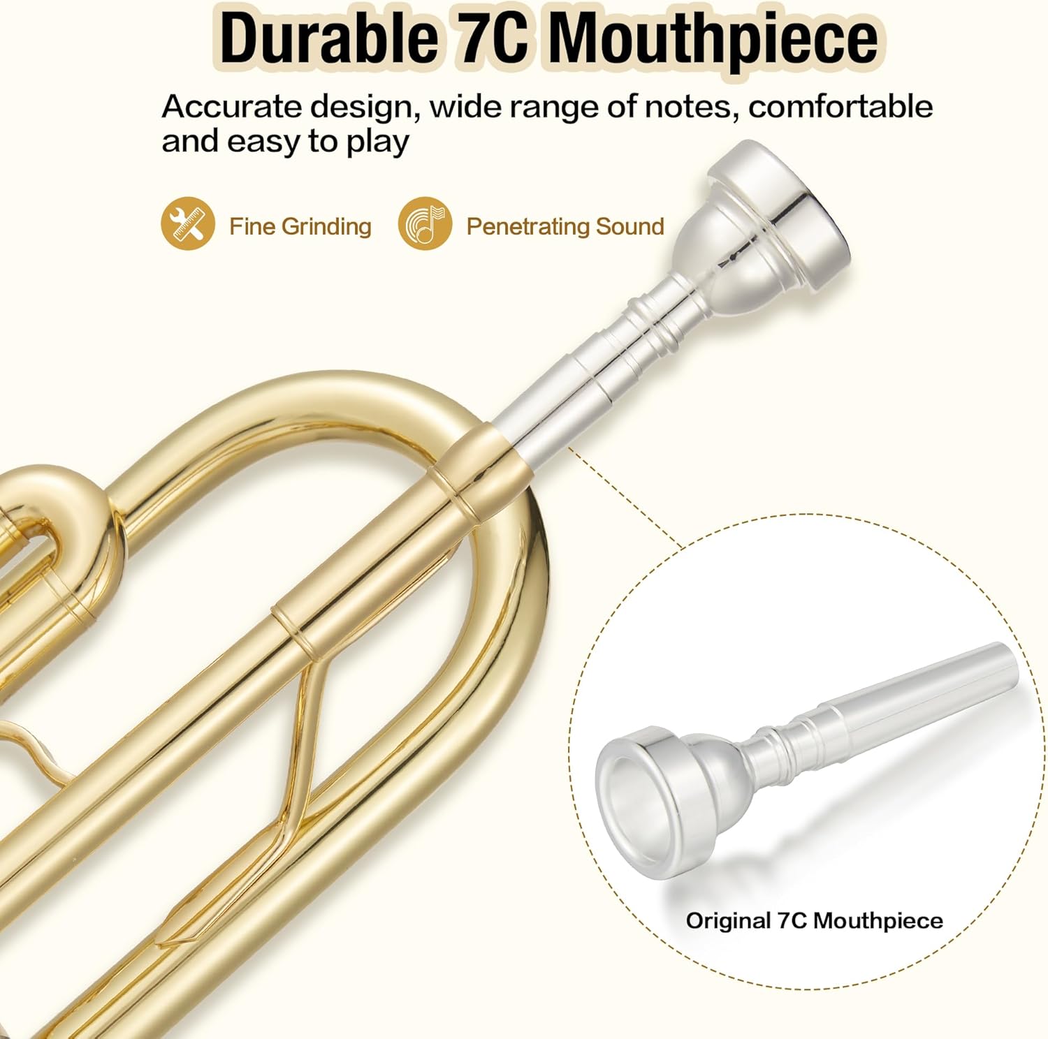 Senfot Brass Standard Trumpets with Bag, Mouthpiece, Strap, Gloves, Cleaning cloth, Trumpet oil; Exceptional Sound Quality Instrument for Band, Lessons & Practice