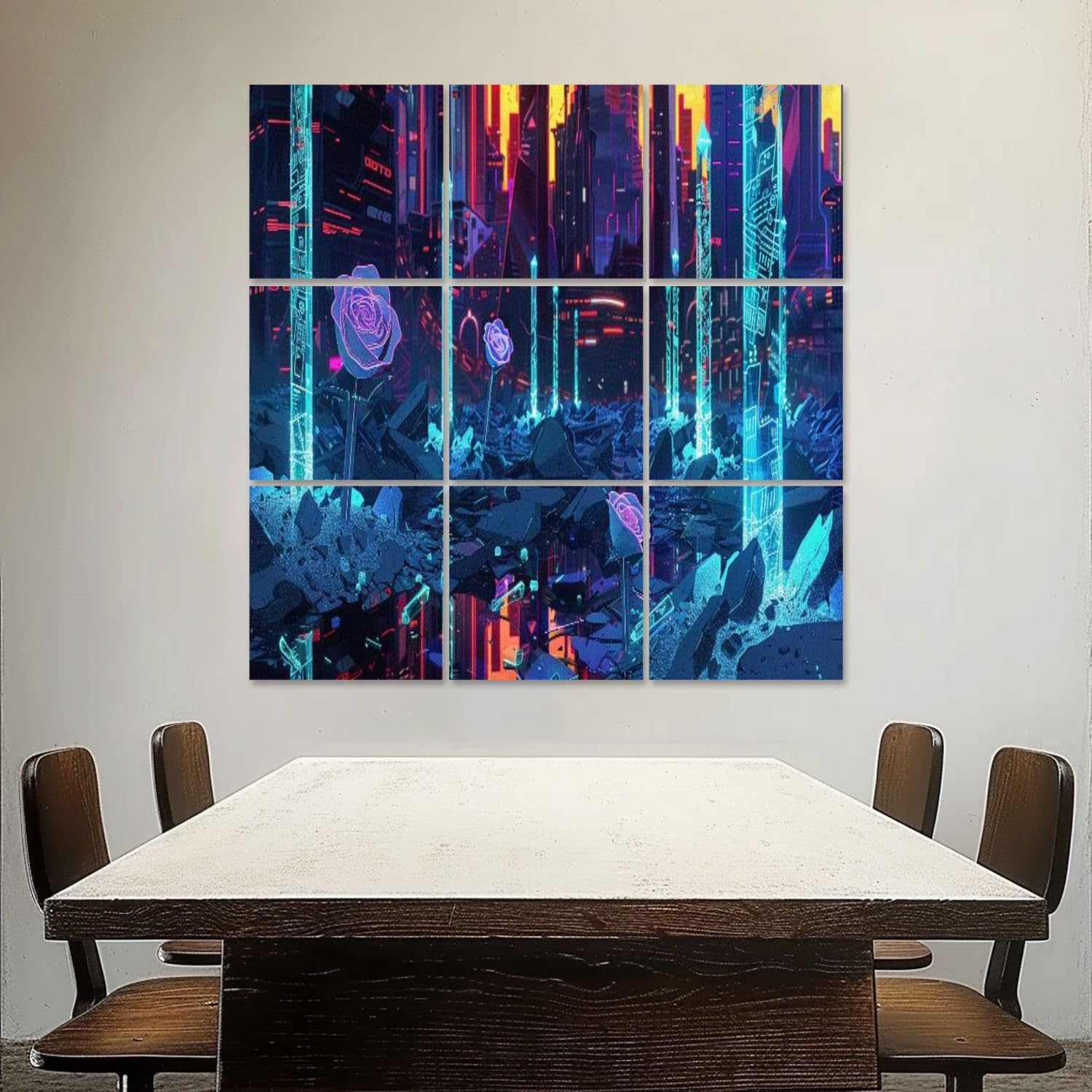 Art Acoustic Panels Self Adhesive Shattered Ruins Glow In Dark Canvas Print 9 Packs Decorative Soundproof Wall Panels Large Sound Absorbing Panels for Home Office 60