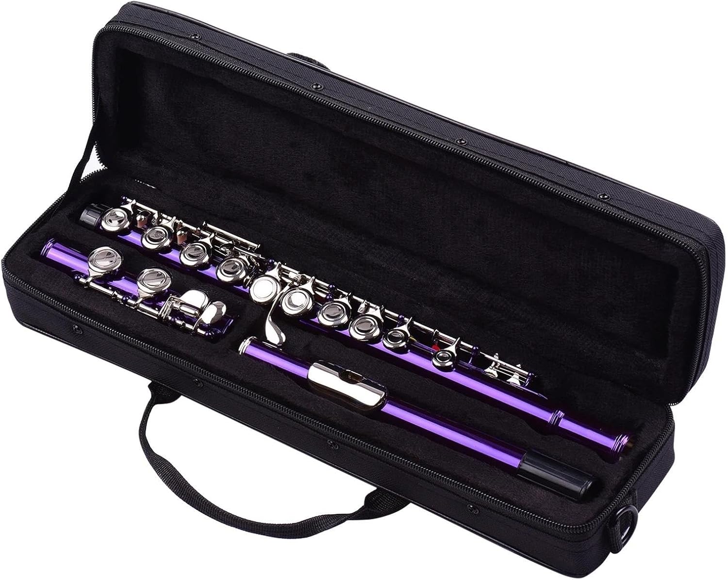 Closed Hole C Flute 16 Keys Nickel-Plated Brass Wind Instrument Carrying Case