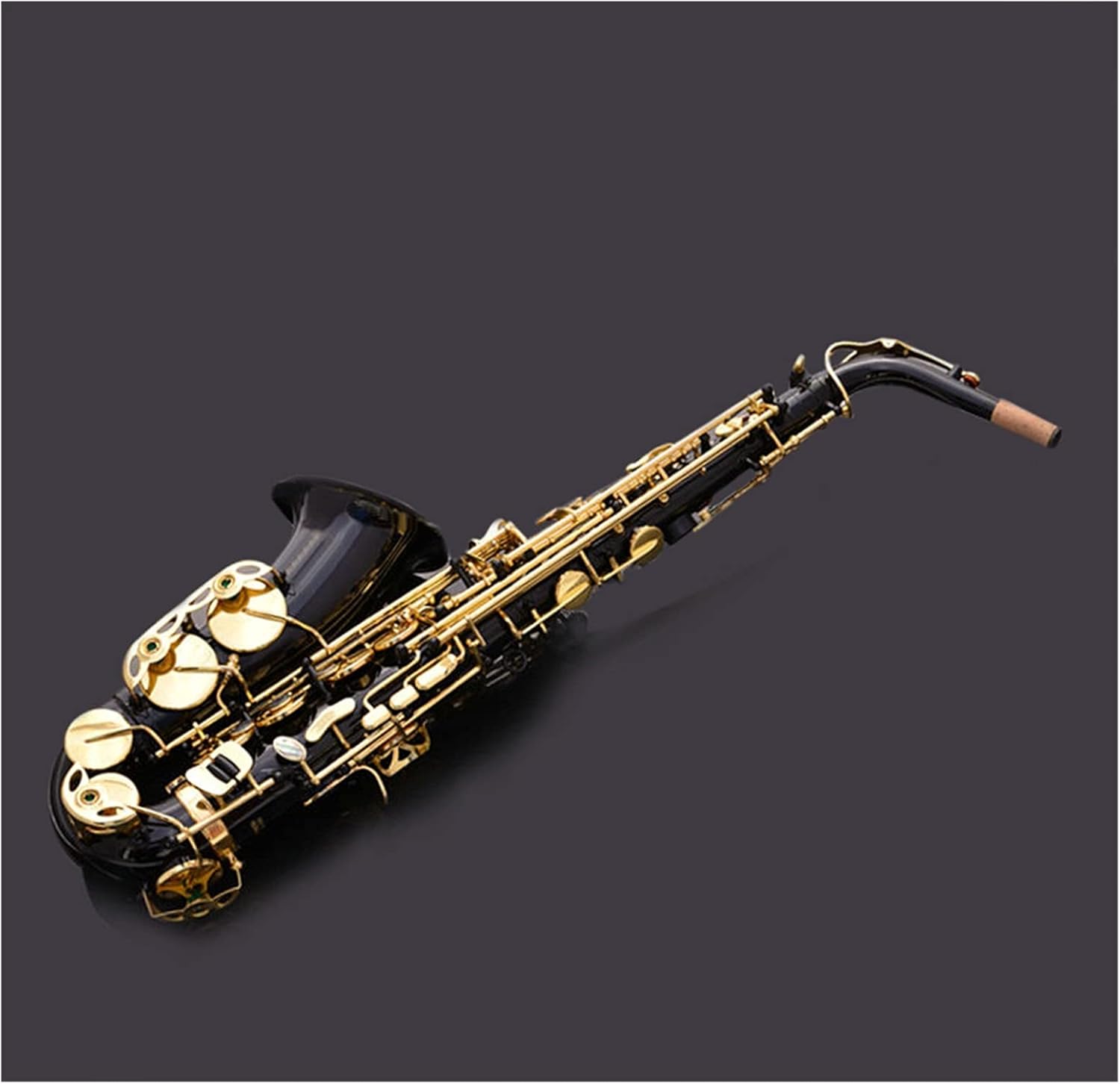 Saxophone Straight E-Flat Alto Saxophone Pearl Black Carving Craft Professional Grade Key Type Woodwind Instrument