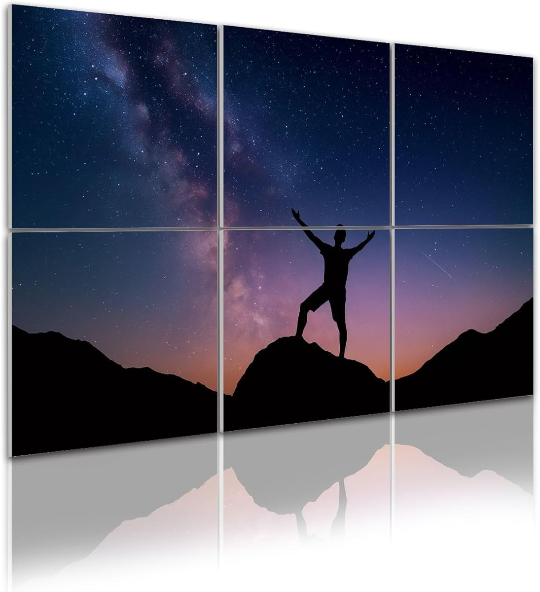 6 Pack Art Acoustic Panels Milky Way Night sky stars silhouette man Sound Absorbing Panel 48