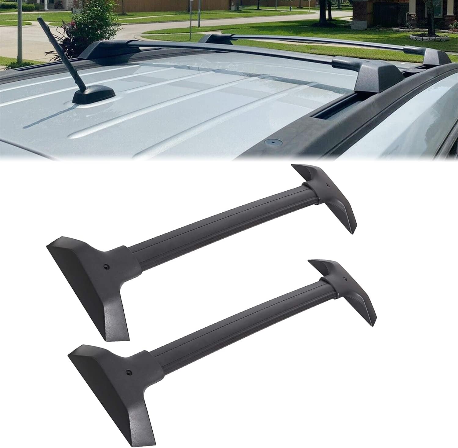Removable Roof Rack Cross Bars Compatible with 2009-2017 Chevy Chevrolet Traverse W/O C Channel Aluminum