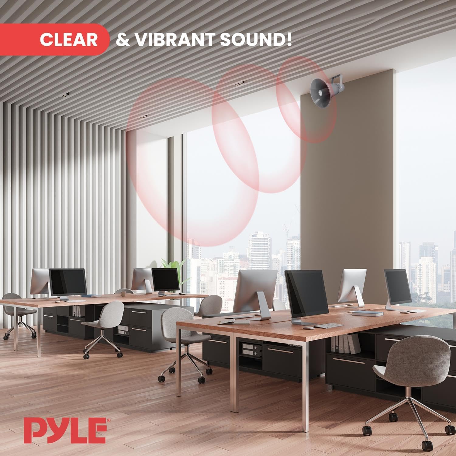 Pyle Indoor Outdoor PA Horn Speaker-11 Inch 30-Watt Power Compact Loud Sound Megaphone w/400Hz-5KHz Frequency,8 Ohm,70V Transformer,Mounting Bracket,For 70V Audio System-Pyle PHSP121T