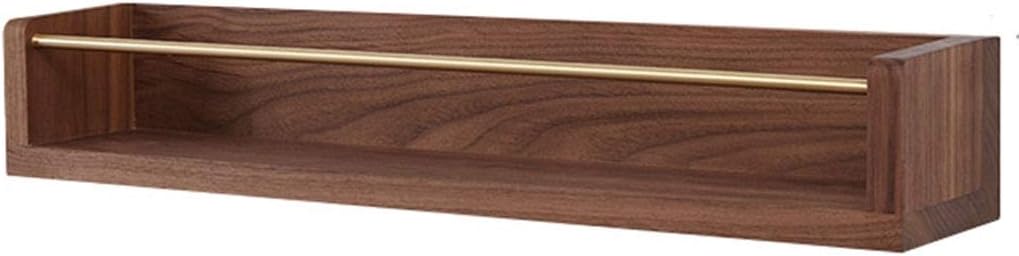 Floating Shelves Black Walnut Wall Mount Rack, Home Wall Shelf, Newspaper Magazine Display Stand, Retro Wall Decoration, Load Bearing 22kg (Color : Wood Color, Size : 40cm)