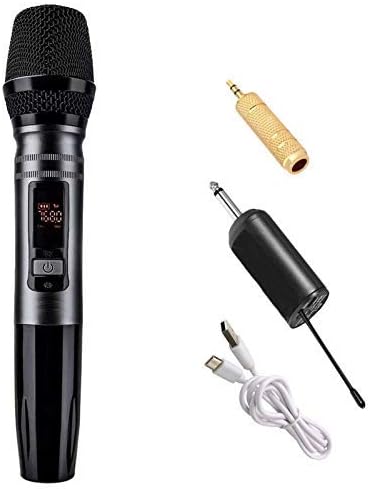 Auto Wireless Dynamic Microphone System with Receiver for Amplifier Mixer Speaker Desktop Bus,