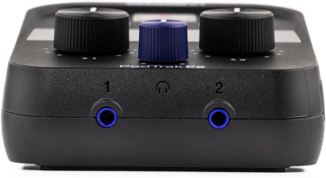 PodTrak P2 Podcast Recorder with 2 USB Mic Inputs, 2 Headphone Outputs, AI Noise Reduction, Tone & COMP Effects, Remote Guest Recording, SD Cards up to 1TB, Battery Powered, & USB-C Powered
