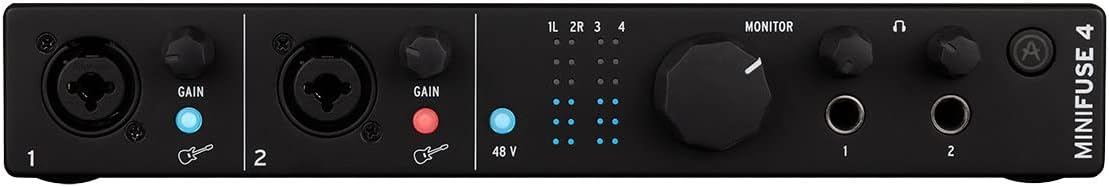 ARTURIA Artria 4-in-4 Out Audio & MIDI Interface with MiniFuse 4 Music Production Software - Black
