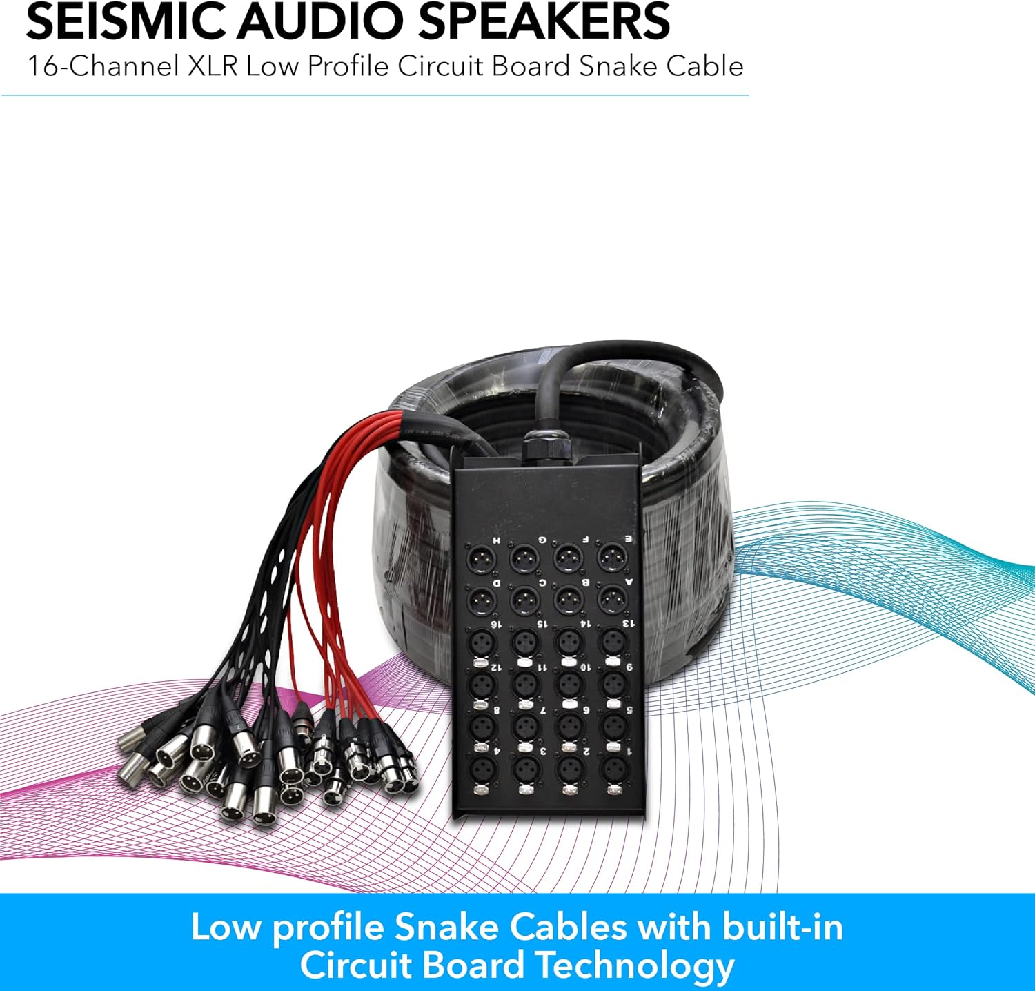 Seismic Audio Speakers 16 Channel Low Profile XLR Send Circuit Board Snake Cable, XLR Splitter Cable, 100 Feet