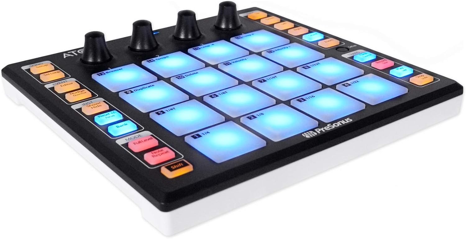 PRESONUS ATOM 16 Pad USB MIDI RGB DJ Controller + Software + Headphones + Mic + Cable