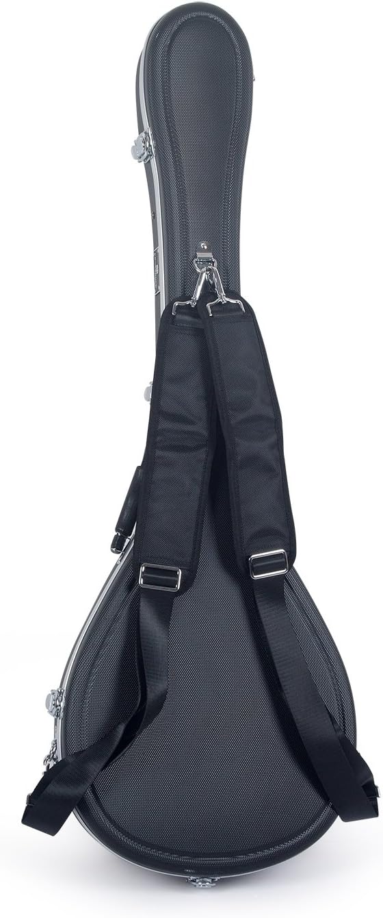 Crossrock CRA860BOBK ABS Molded Greek Bouzouki Hard Shell Case- Backpack Style in Black