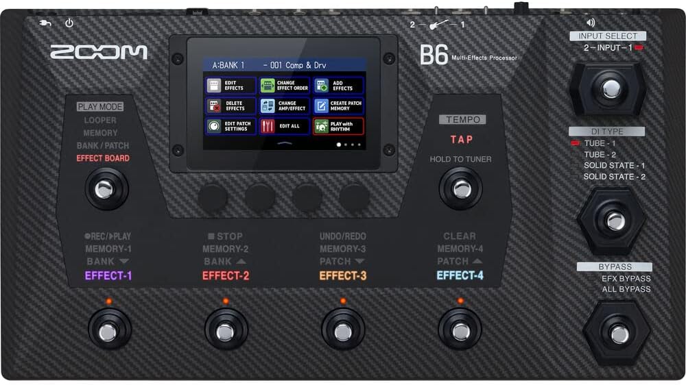 Zoom B6 Bass Multi-Effects Processor with 2-in/2-out USB Audio Interface for Electric Bass Bundle with MDR-7506 Headphones