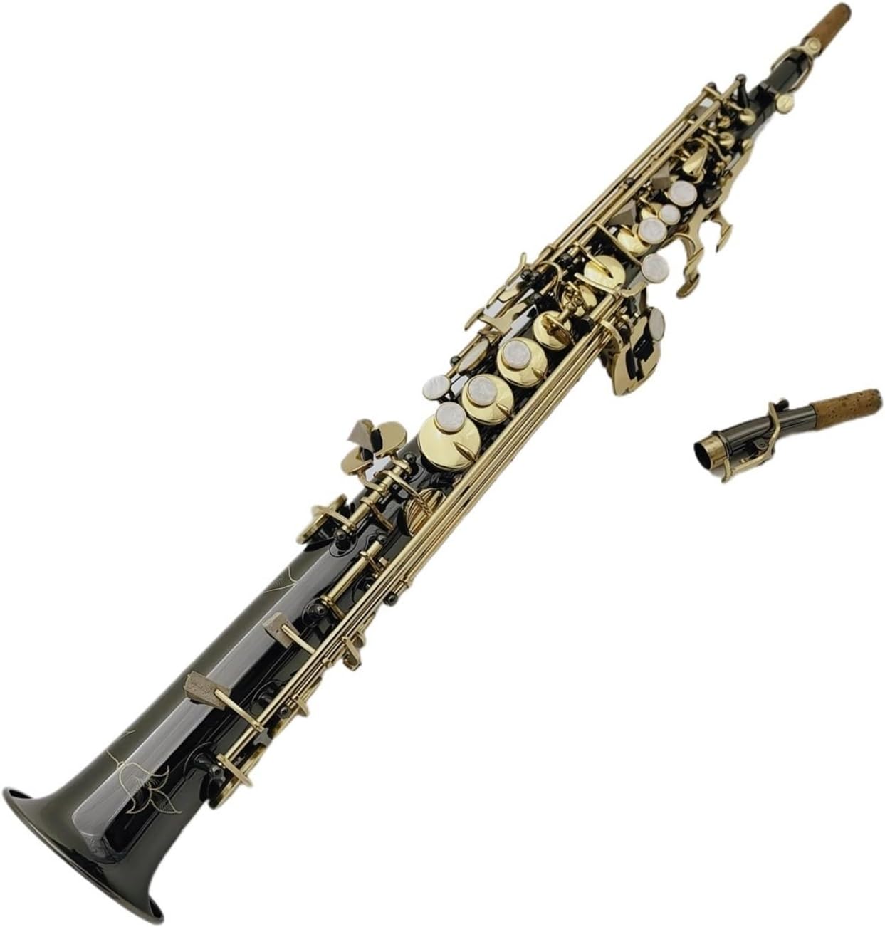 VBDEFRT Treble Saxophone B Flat Black Nickel-Plated Woodwind Instrument With Gold Keys Case Mouthpiece (Color : DEEP BLUE)