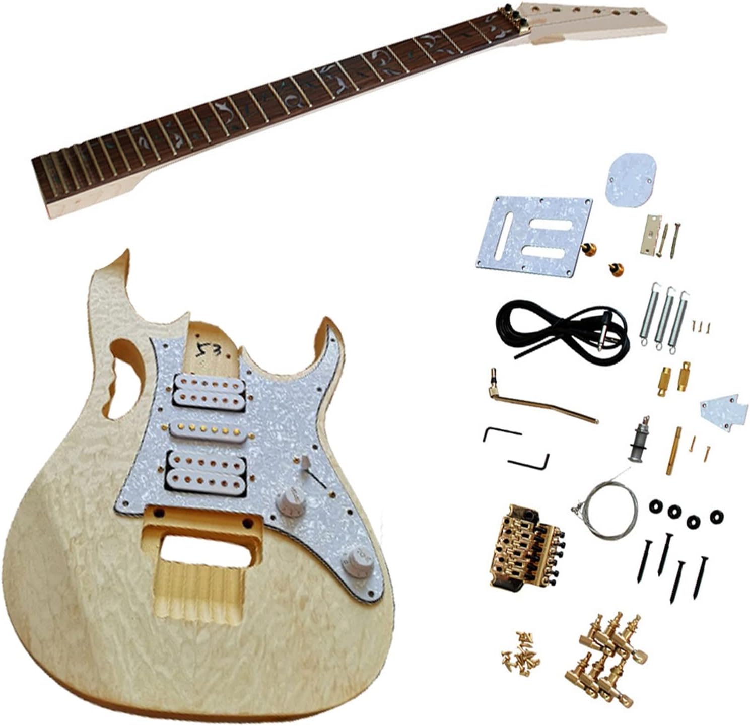 DIY Electric Guitar Kit Basswood Body Rosewood Fingerboard Maple Neck Beginner Electric Guitar DIY Kit Set