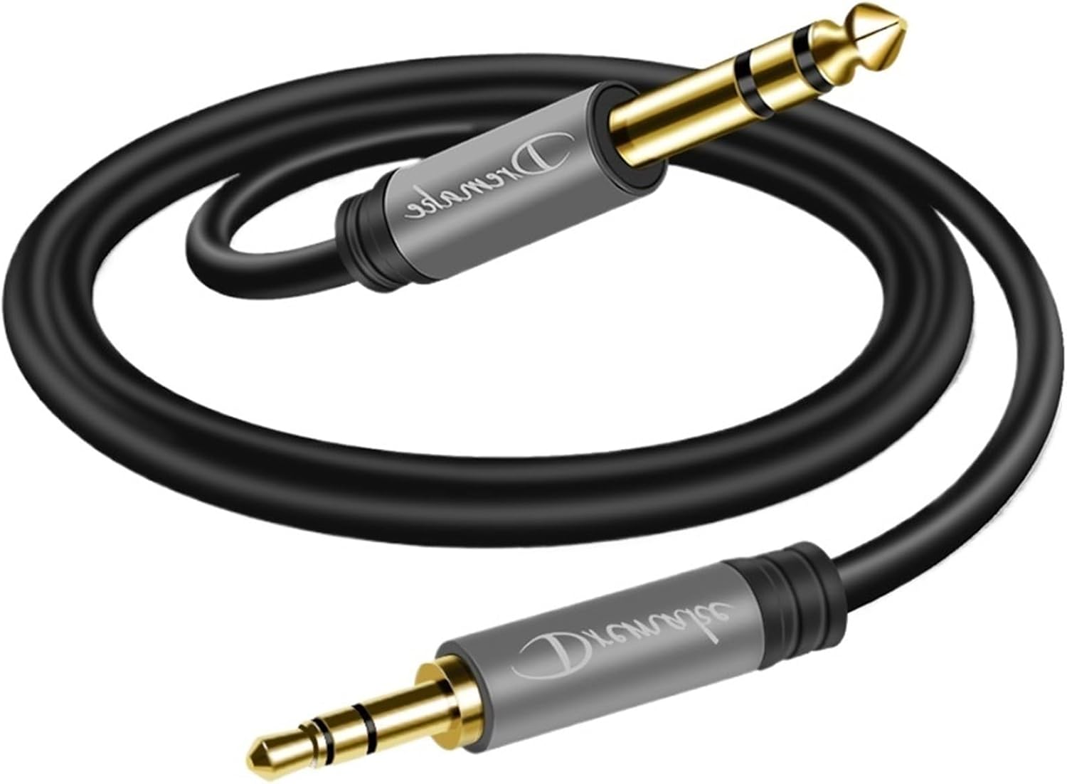 3.5mm 1/8'' Male to 6.35mm 1/4 Inch Male Aluminum Alloy Housing PVC Stereo Audio Balanced Cable for Cellphone Amplifier(3.5mm to 6.35 TRS,1.5m)