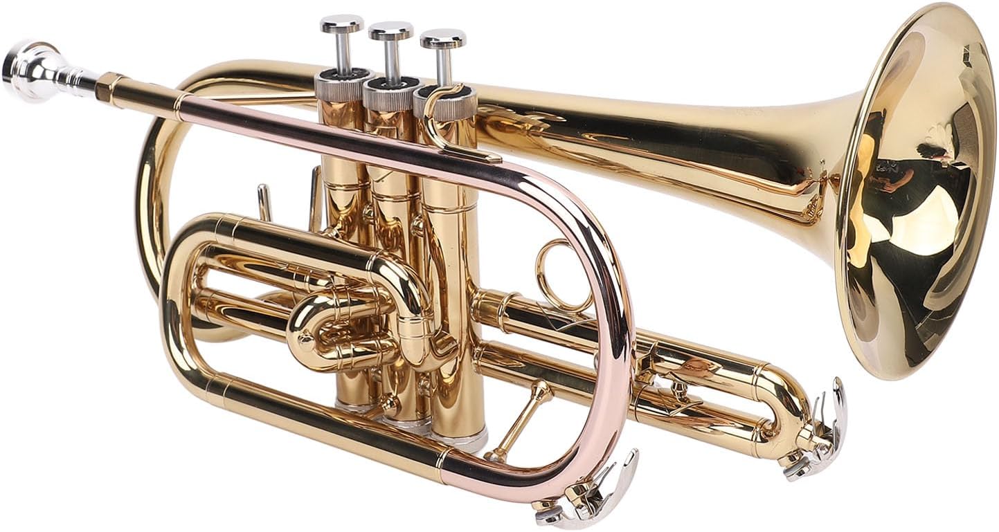 Bb Cornet Gold Lacquer Brass Wind Instrument with Case Mouthpiece for Student Beginner Ensemble