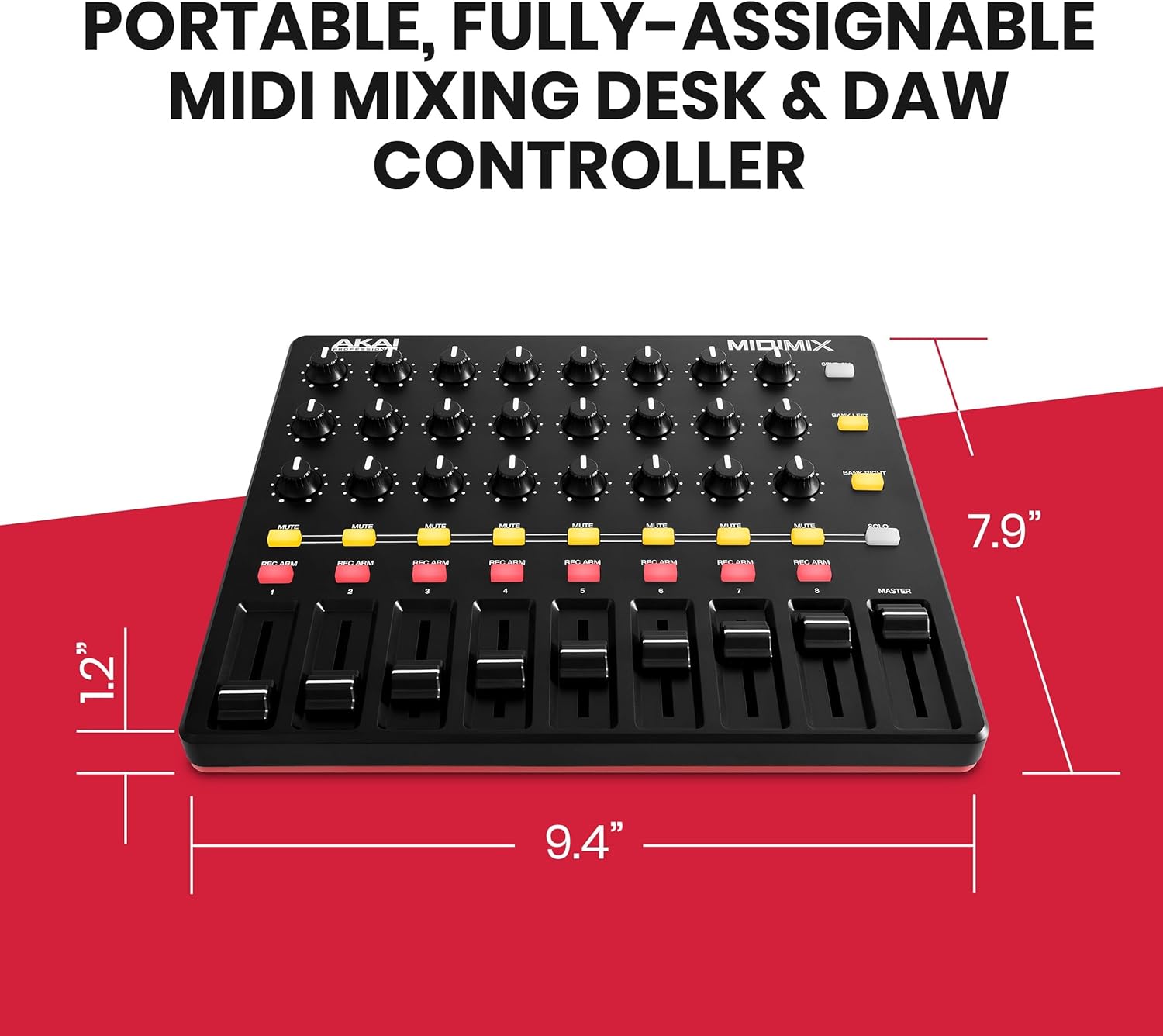 Akai Professional MIDImix - USB MIDI Controller Mixer with Assignable Faders & Master Fader, 24 Knobs and 16 Buttons, 1 to 1 Mapping With Ableton Live