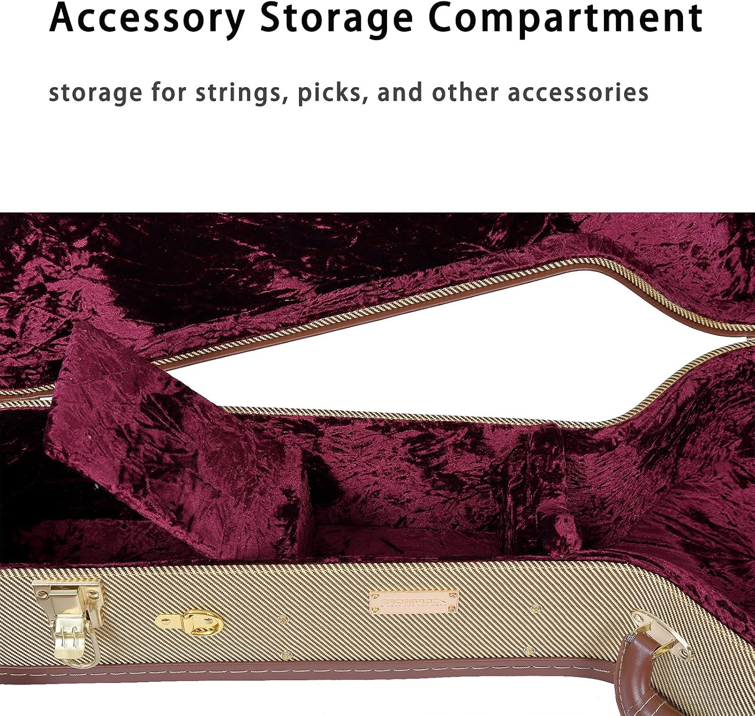 Crossrock Deluxe Wood Case for 335 Style 6 string Semi-Hollow Electric Guitars, with removable straps, interior compartment-Tweed (CRW700SATW)