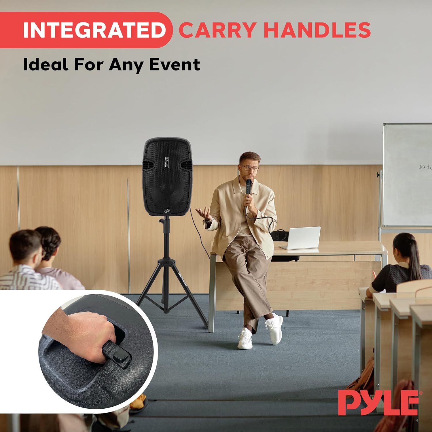 Pyle PPHP155ST Wireless Portable PA Speaker System - 1500W High Powered Bluetooth Compatible Active Outdoor Sound Speakers w/ USB SD MP3 RCA - 35mm Mount, Stand, Microphone, Power Cable, Black, 15