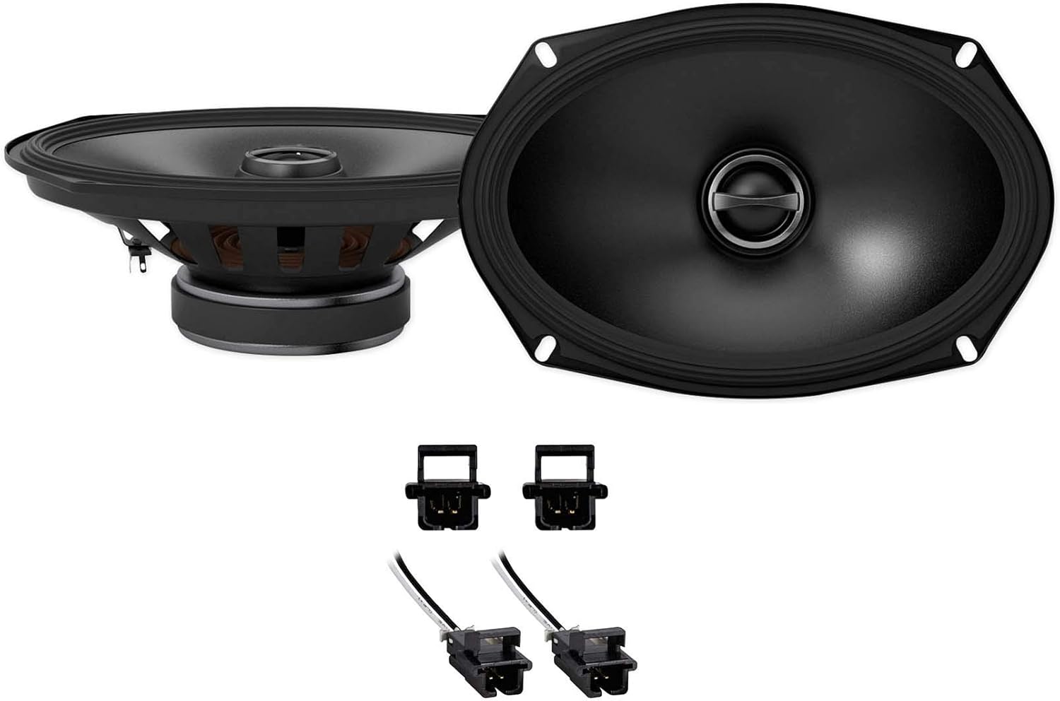 Pair Alpine S-S69 260 Watt 6x9 Coaxial 2-Way Car Audio Speakers Bundle with METRA 72-4568 Speaker Connector Adapter Harness Compatible with 2000-13 Chevrolet Chevy Impala