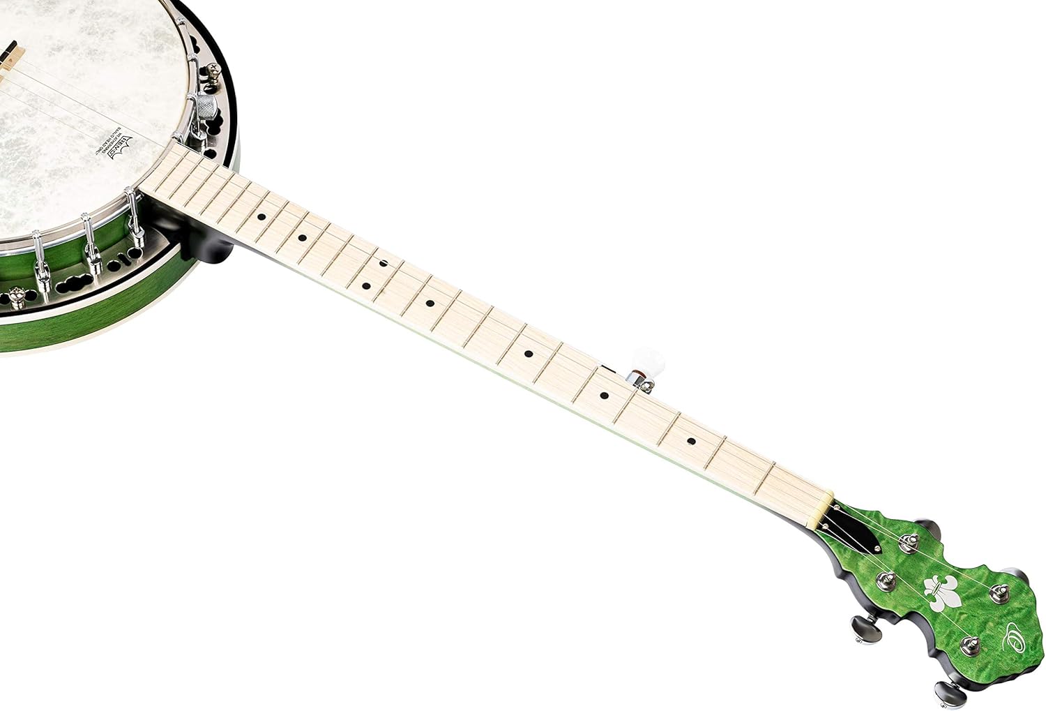 Ortega Guitars Facon Falcon Series 5-String Quilted Maple Resonator Acoustic-Electric Banjo w/Bag, Right, Transparent Green, one Size (OBJE400TGR)