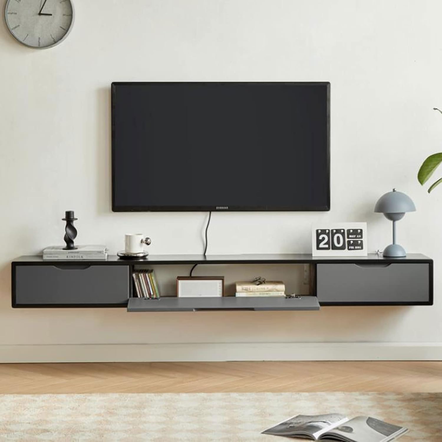 Wall Cabinet TV Stands Wall Mounted TV Cabinet Wall Shelf Floating Shelves TV Storage Shelf Wall Unit Decor TV Media Console TV Box Set Top Box Shelf Wall Mount Corner Shelves TV Bracket