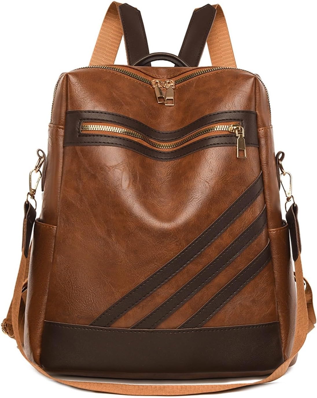 Stylish PU Leather Backpack for Women | Large Capacity Vintage Anti-Theft School Bag(Brown)