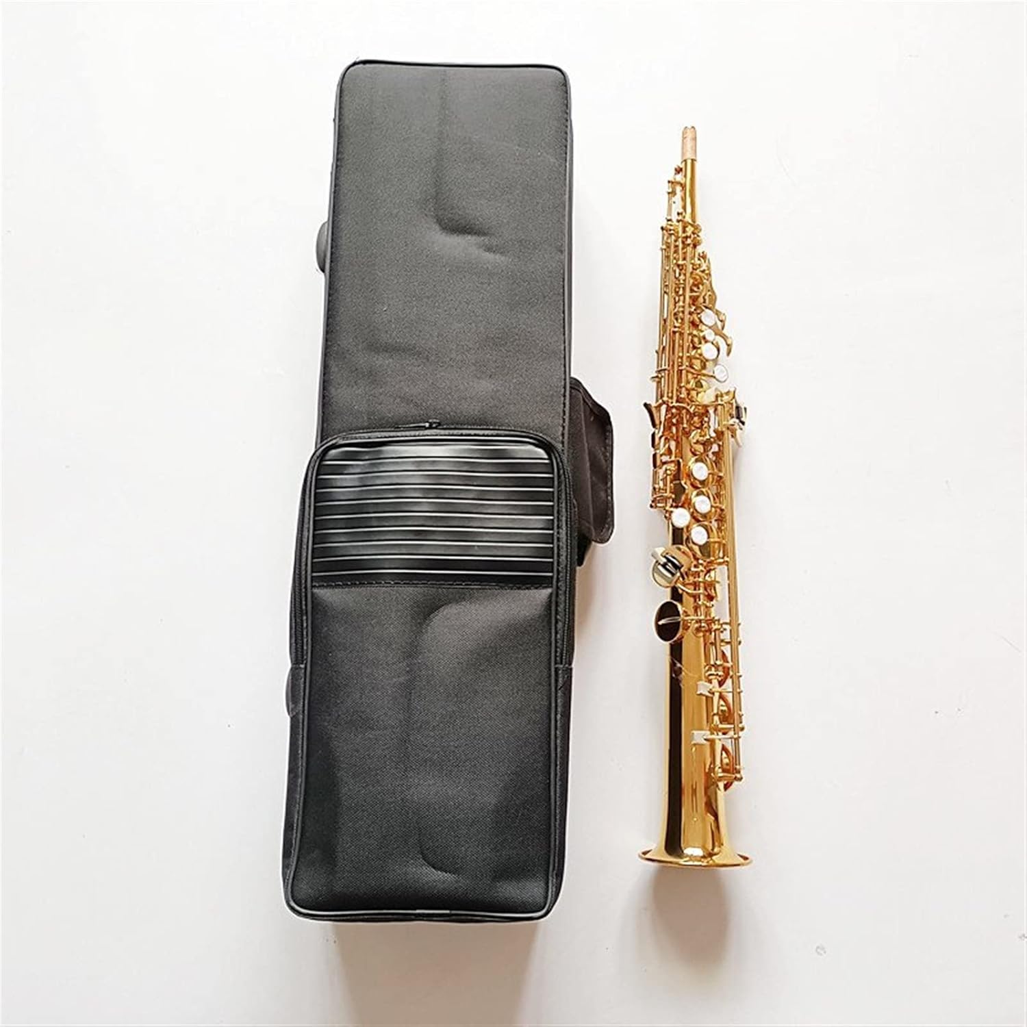 Brass Straight Bb B Flat Sax Saxophone Shell Key Carve Pattern Woodwind Instrument