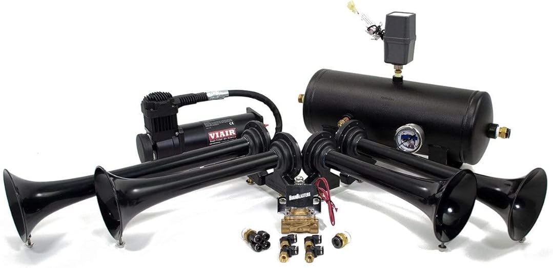 Hornblasters Conductor's Special 244K 150PSI Nightmare Edition Train Horn Kit - 4 US Made Trumpets - 147.7 Actual dB