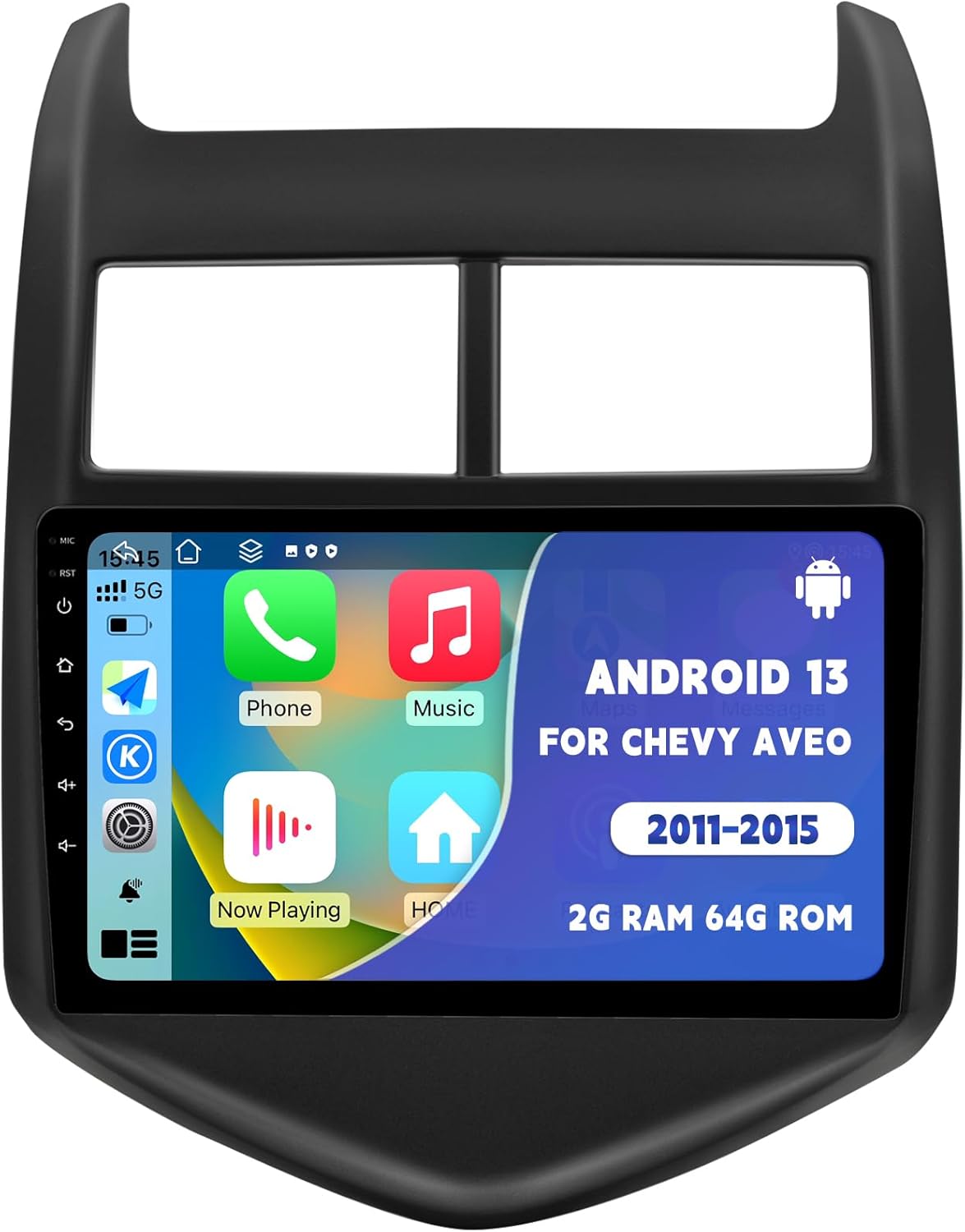 for Chevy Aveo Sonic 2011 2012 2013 2014 2015, Android 13 Car Stereo Radio with Wireless CarPlay Android Auto, 9 Inch Touchscreen Head Unit Support SWC GPS Navi WiFi Bluetooth