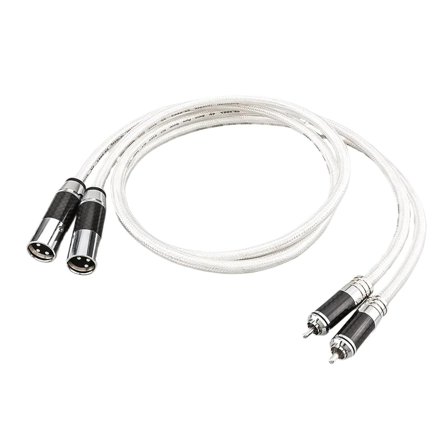 HiFi Audio RCAA to XLRR Cable IC102AG 99.998% Pure Silver Carbon Fiber Interconnect Solid PSS Core with Silver-Plated Plugs(RCA to Female XLR,2m)