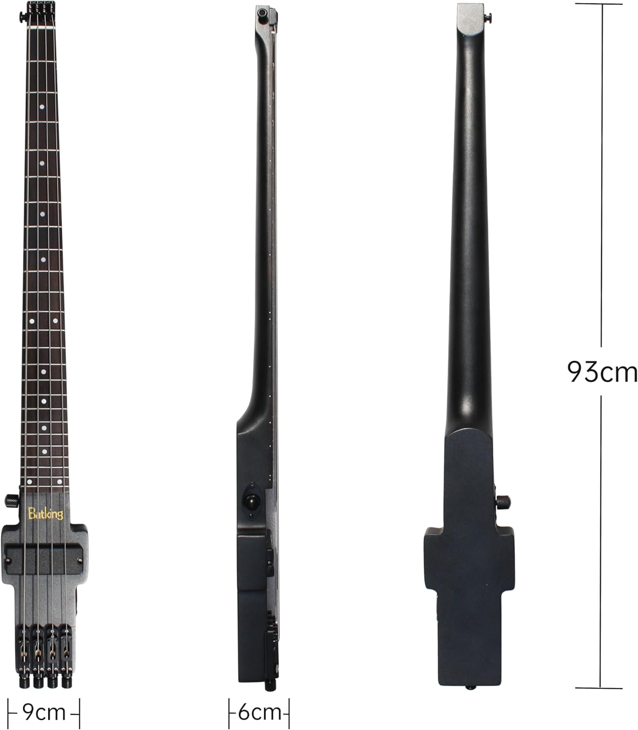 Batking Travel Bass Guitar Electric Headless Bass, 4 Strings Electric Bass with Gigbag & Truss Road & Wire