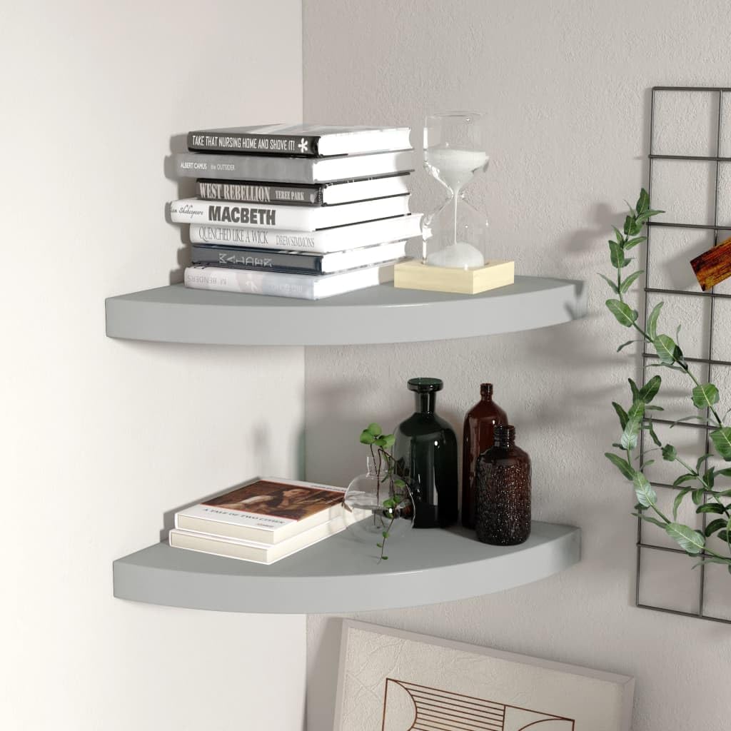 Floating Corner Shelves 2 pcs Gray 13.8