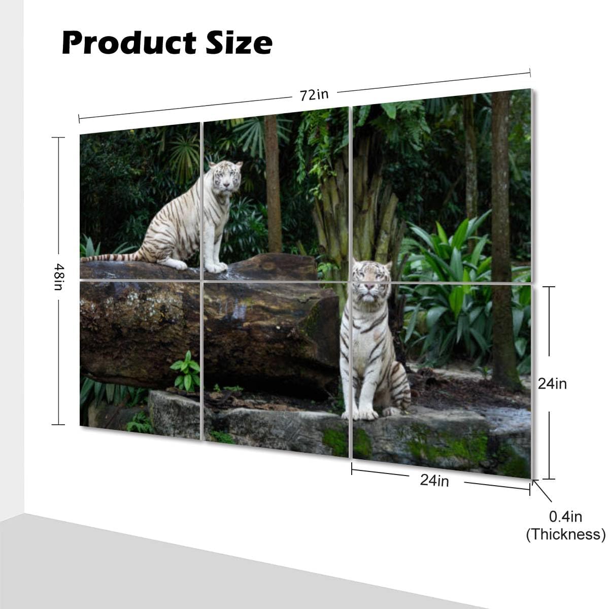 6 Pack Art Acoustic Panels Two white Bengal tigers a jungle Soundproof Wall Panels Padding Decorative Sound Absorbing Panels 72
