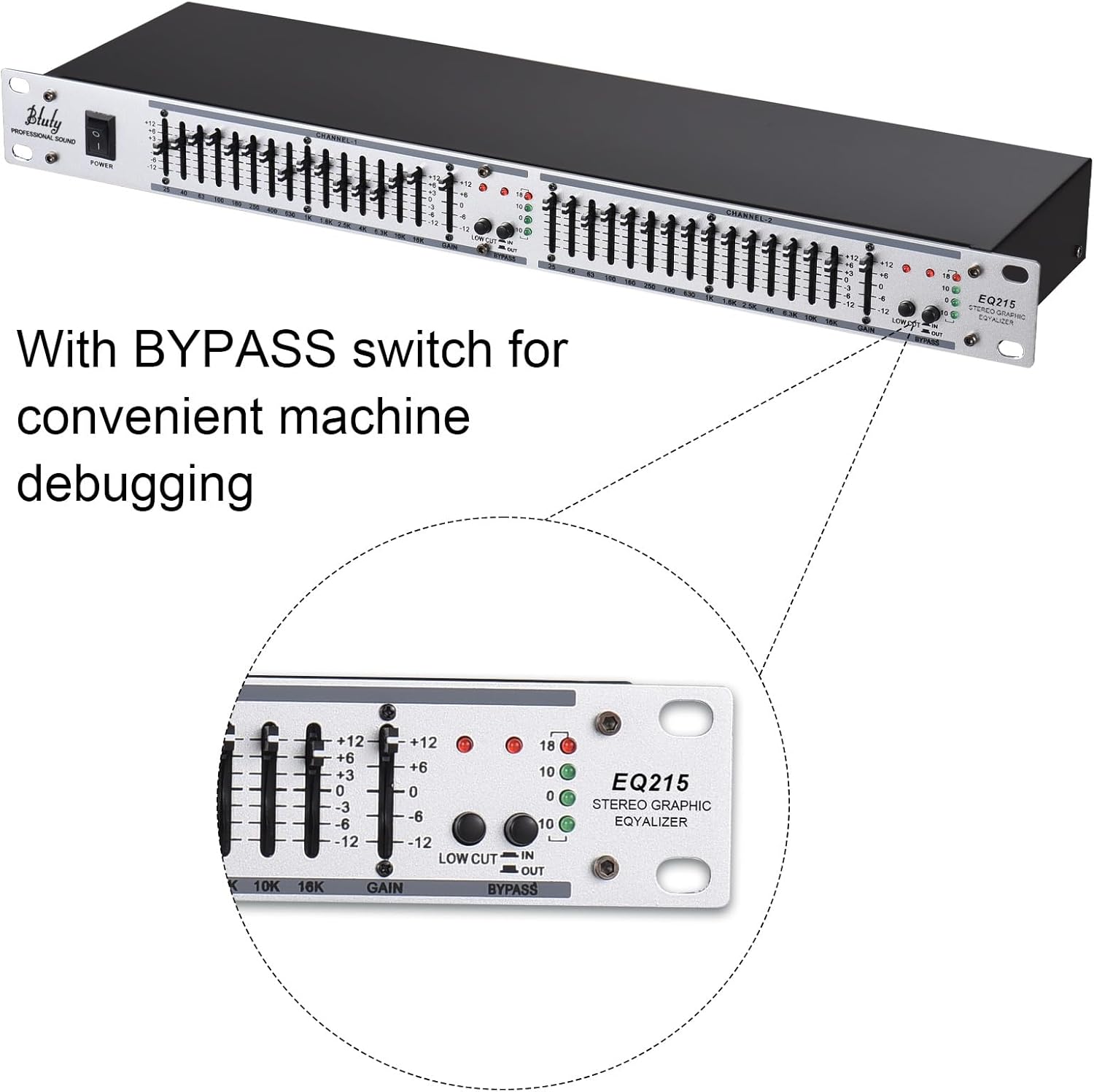 15-Band Equalizer Audio Equalizer EQ-215 Dual Channel 1U Rack Mount 2-channel Stereo Graphic Equalizer Stereo Equalizer Graphic Equalizer
