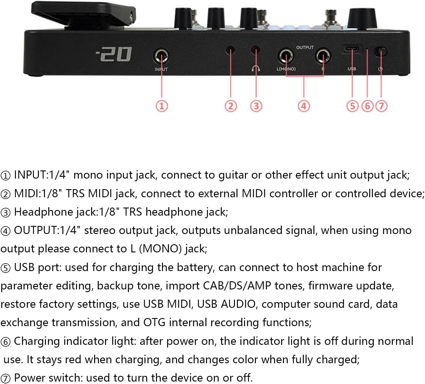 Multi Effects Processor Compact Portable Design with Drum Machine for Electric Bass Guitar Live Studio
