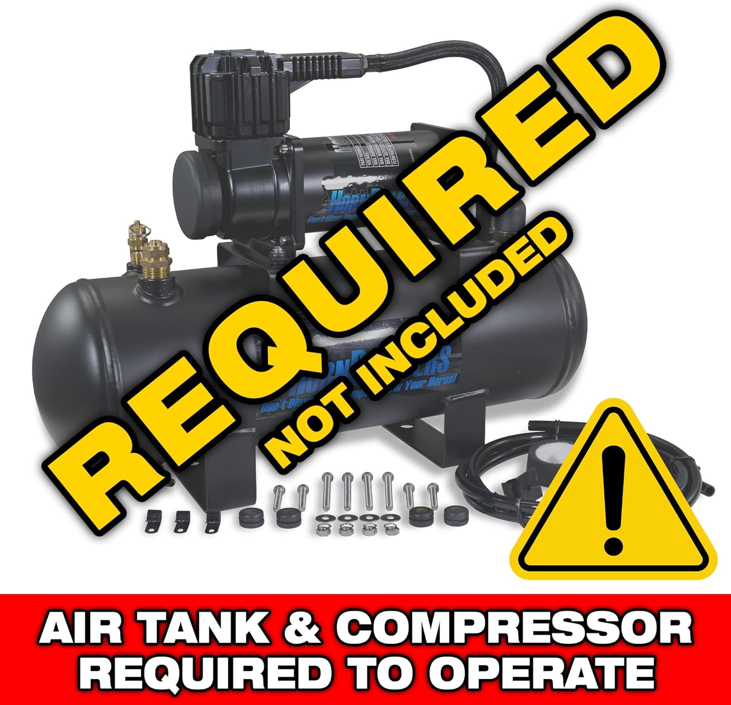 HornBlasters Outlaw Black 12/24 Volt Train Horn Only - 3 Trumpets - Big Sound